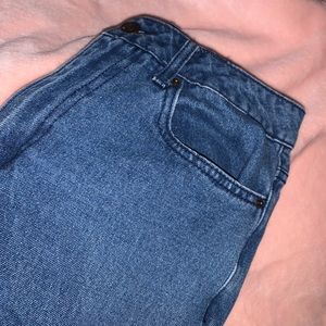 Blue denim high waisted loose wide leg